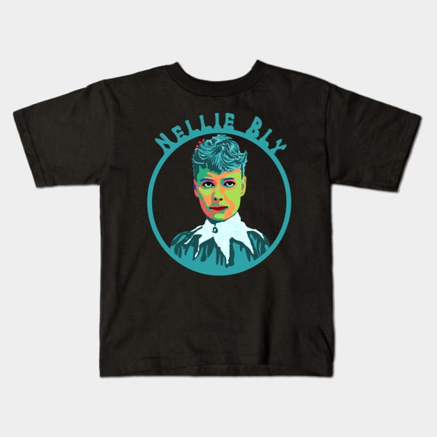 Nellie Bly Portrait Kids T-Shirt by Slightly Unhinged